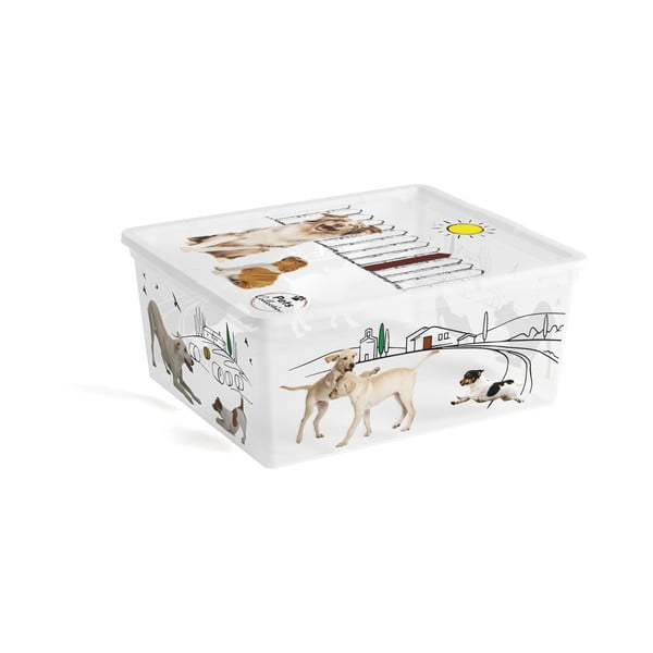 Bílý plastový úložný box s víkem 40x34x17 cm C Box Style – KIS