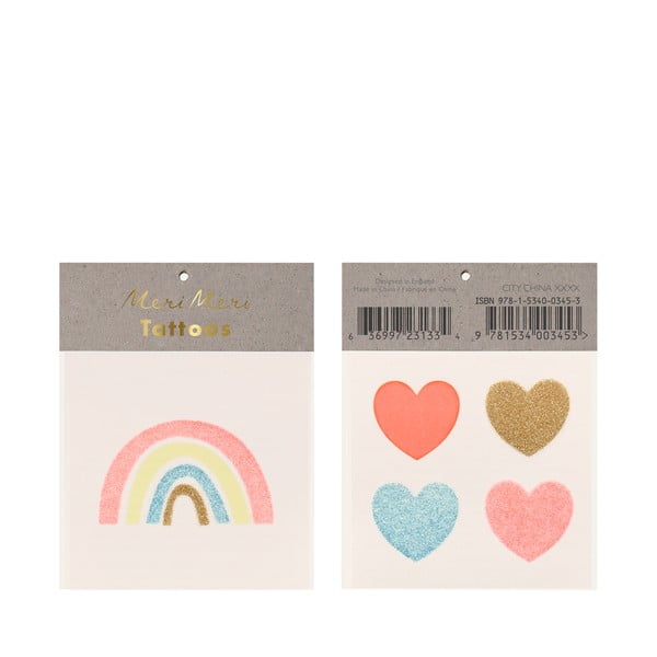 Dětské tetování Rainbow & Hearts – Meri Meri