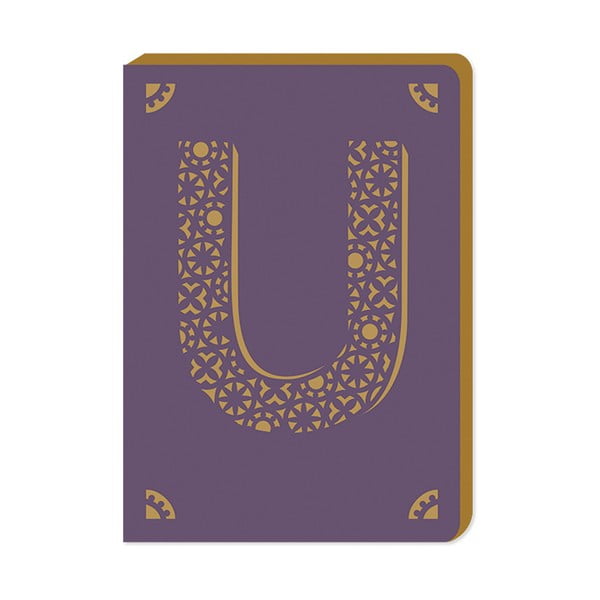 Linkovaný zápisník A6 s monogramem Portico Designs U, 160 stránek