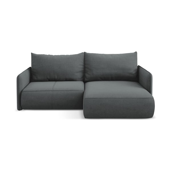 Šedá rozkládací/s úložným prostorem rohová pohovka (pravý roh) Nanea – Makamii