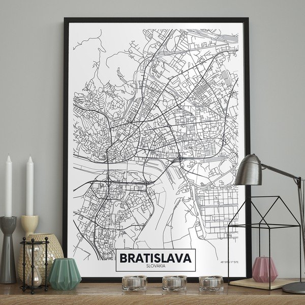 Nástěnný plakát v rámu MAP/BRATISLAVA, 70 x 100 cm-image-1