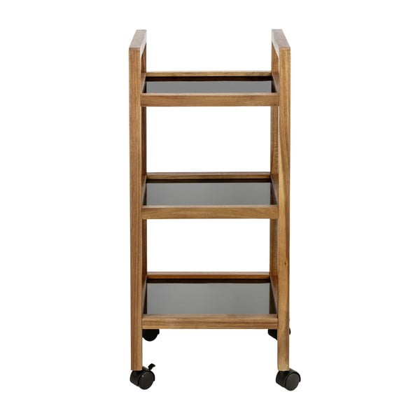 Černý/v přírodní barvě koupelnový regál z masivu akácie 35x76,5 cm Fondi – Wenko-image-4