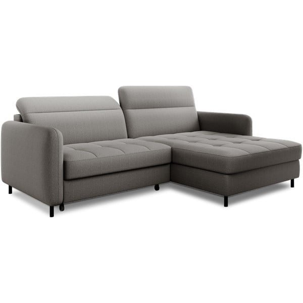 Šedá sametová rozkládací/s úložným prostorem rohová pohovka (pravý roh/s lenoškou) Gomsi – ELTAP-image-2