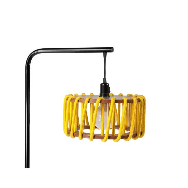 Stojací lampa s černou konstrukcí a malým žlutým stínidlem EMKO Macaron-image-2