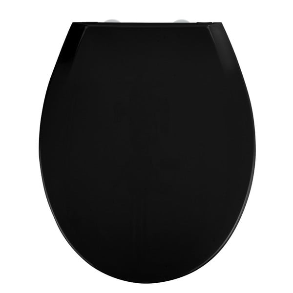 Černé WC sedátko se snadným zavíráním Wenko Kos, 44 x 37 cm