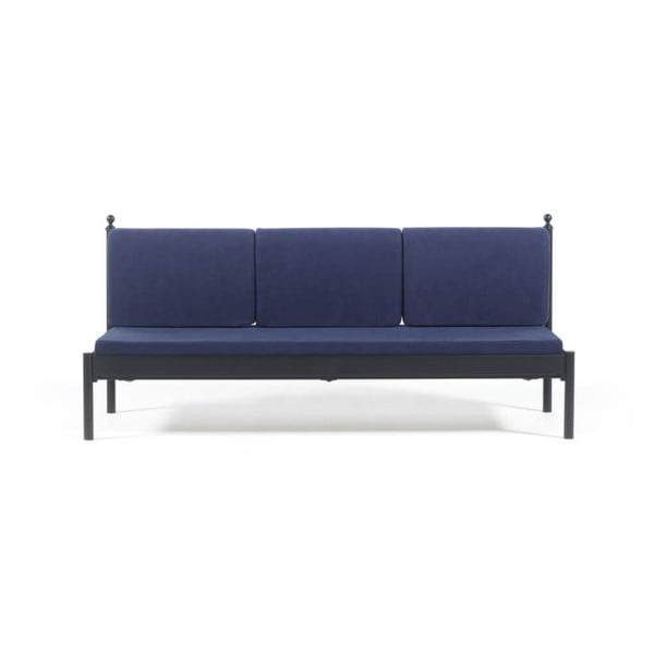 Tmavě modrá třímístná venkovní sedačka Mitas, 76 x 209 cm