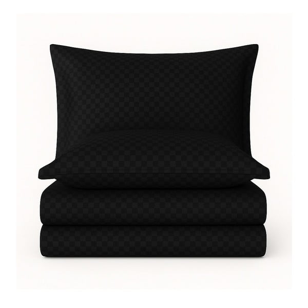 Černé povlečení na dvoulůžko/prodloužené z bavlny Renforcé 240x220 cm Checkered – Mila Home Luxury