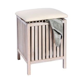 Bílá koupelnová stolička z ořechového dřeva s úložným prostorem Wenko Norway