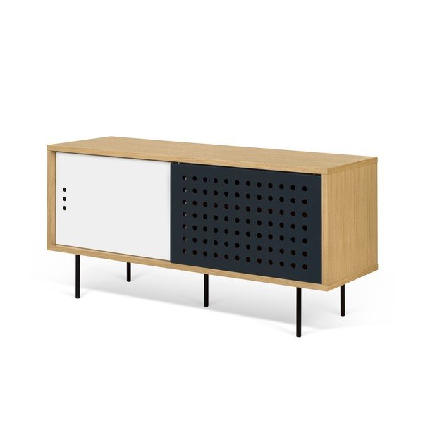 TV komoda v dekoru dubového dřeva s černobílými detaily TemaHome Dann Dots, délka 135 cm-image-2