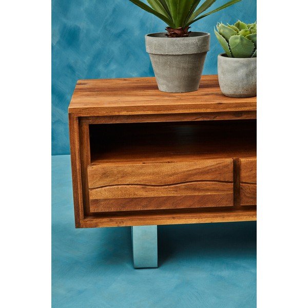 TV stolek z masivu akácie v tmavě přírodní barvě 140x52x50 cm Simla – Premier Housewares-image-2