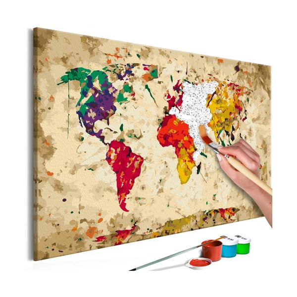 DIY set na tvorbu vlastního obrazu na plátně Artgeist Splashes Map, 60 x 40 cm