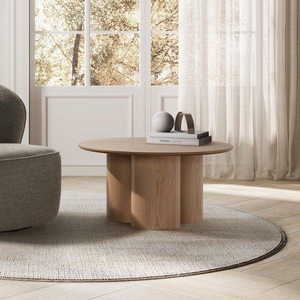Kulatý konferenční stolek v dekoru dubu v přírodní barvě ø 80 cm Lua – MOME-image-2