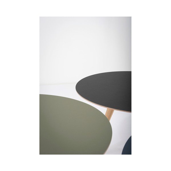 Odkládací stolek z dubového dřeva s modrou deskou Gazzda Arp, ⌀ 55 cm-image-4