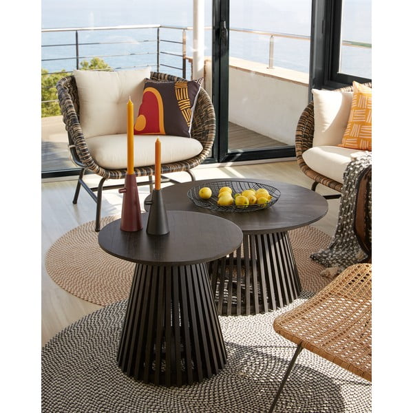 Černý konferenční stolek z teakového dřeva Kave Home Irune, ⌀ 80 cm-image-2