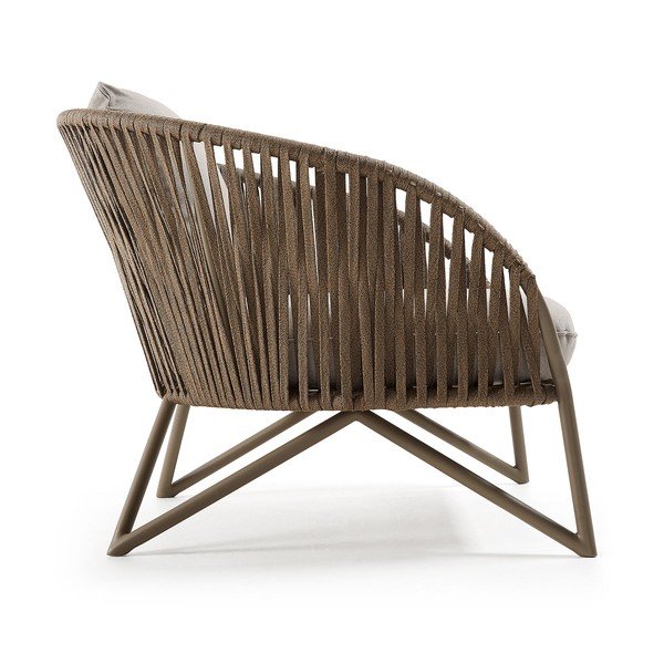 Světle šedé/hnědé kovové zahradní křeslo Branzie – Kave Home-image-4