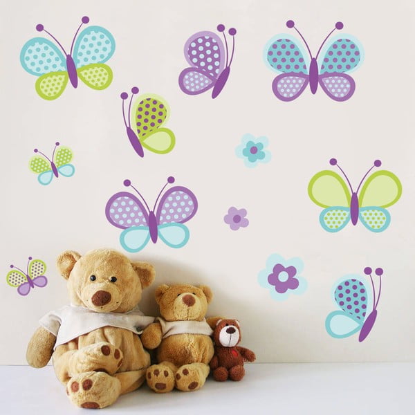 Samolepka na stěnu Motýlci a květiny, 60x90 cm