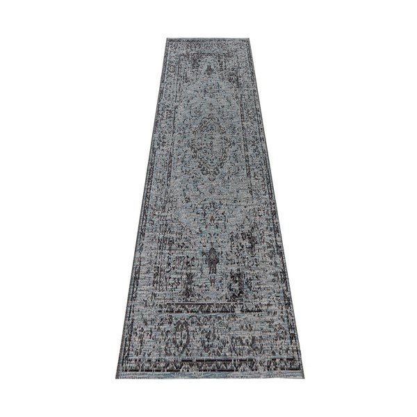 Modrý běhoun vhodný do exteriéru Elle Decoration Curious Cenon, 77 x 200 cm-image-1