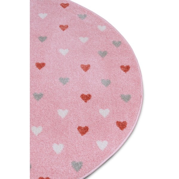 Růžový dětský koberec ø 100 cm Little Hearts – Hanse Home-image-1