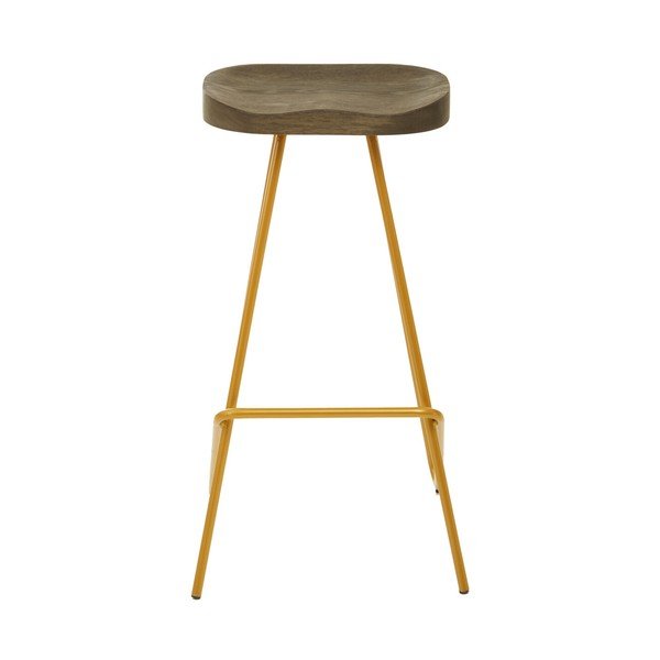 Barová stolička z jilmového dřeva ve zlaté barvě/v přírodní barvě (výška sedáku 78 cm) District – Premier Housewares-image-2