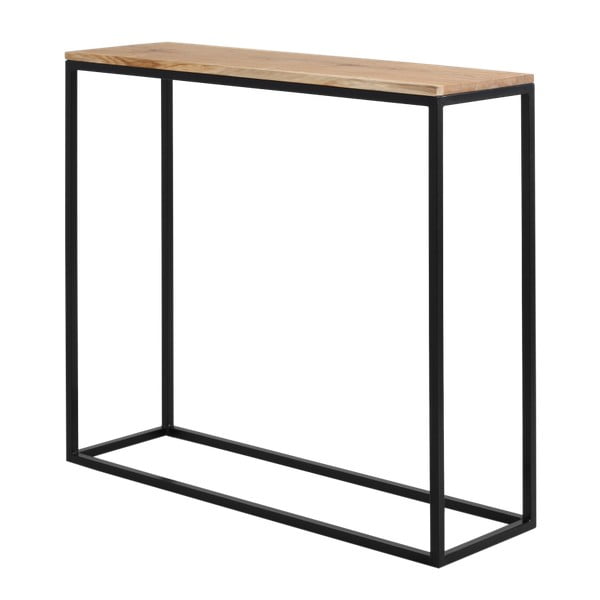 Černý konzolový stolek s dubovou deskou Custom Form Julita