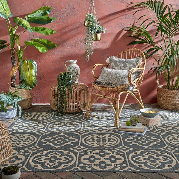 Šedý venkovní koberec Flair Rugs Tile, 120 x 170 cm-image-1