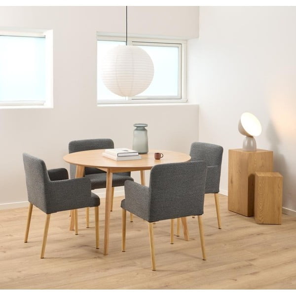 Šedé čalouněné jídelní křeslo s područkami Zoe – Actona-image-1