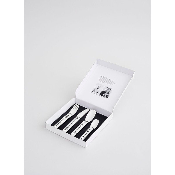 4dílná sada bílých dětských příborů Design Letters-image-1