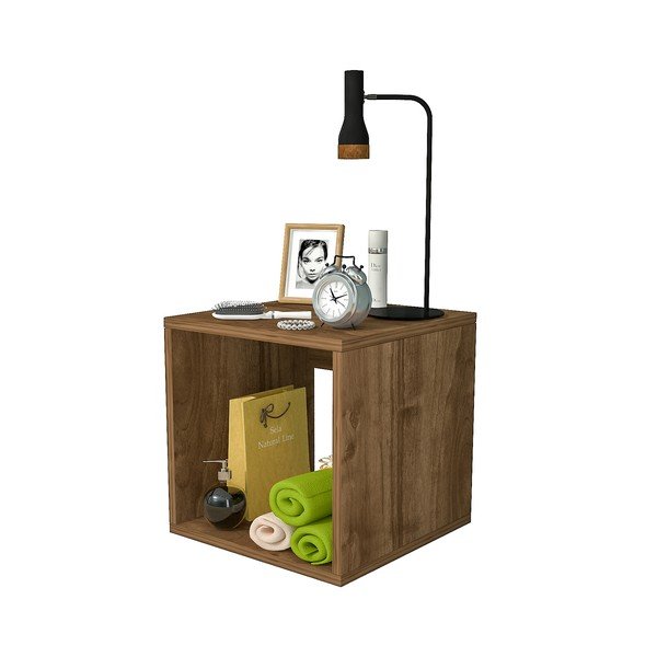 Hnědý noční stolek v dekoru borovice Biga – Gauge Concept-image-2