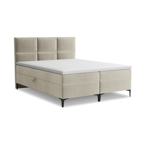 Taupe boxspring postel s úložným prostorem 160x200 cm Pakalana – Makamii