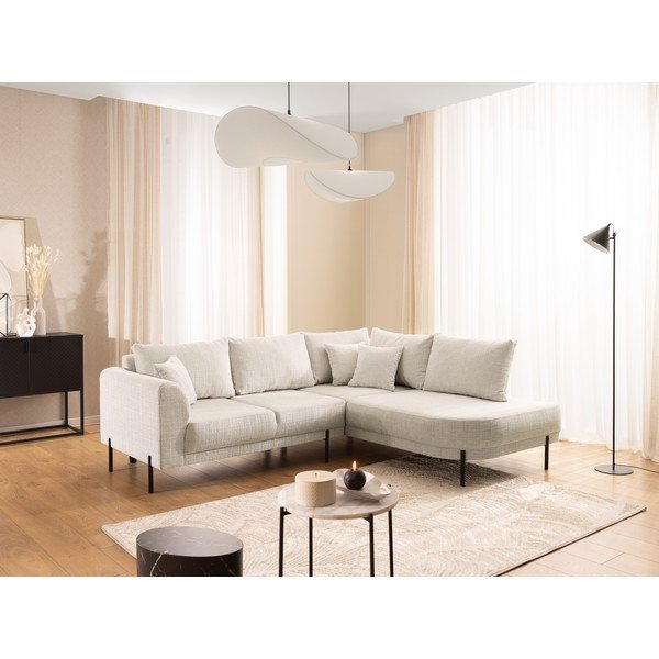 Béžová žinylková rohová pohovka (pravý roh/do L) Mauris  – Ropez-image-1