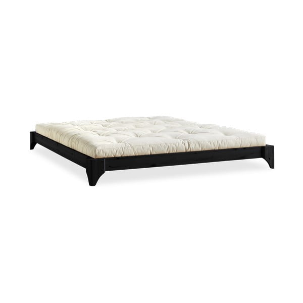 Dvoulůžková postel z borovicového dřeva s matrací Karup Design Elan Double Latex Black/Natural, 180 x 200 cm
