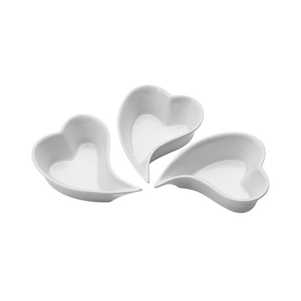 Sada 3 porcelánových servírovacích misek Premier Housewares Heart Shape