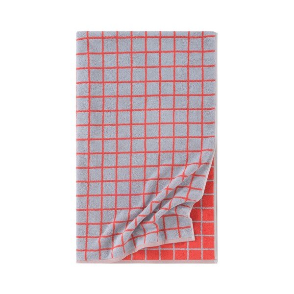 Červená/světle modrá bavlněná osuška 90x150 cm Grid – Jotex