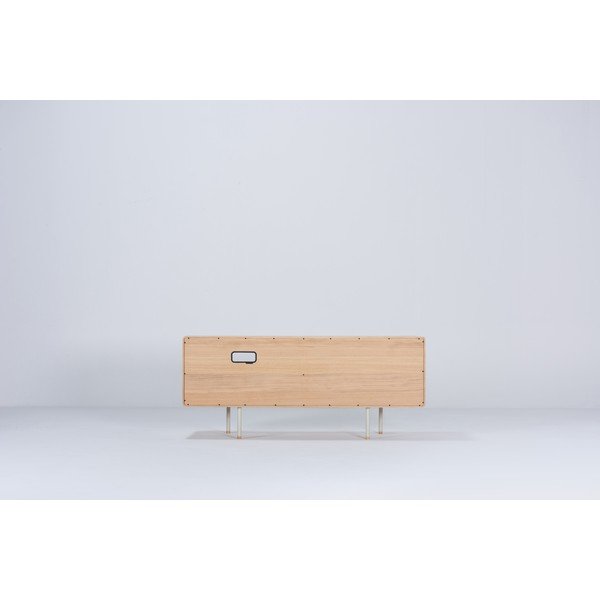 TV stolek z dubového dřeva v bílo-přírodní barvě 150x64 cm Fina – Gazzda-image-4