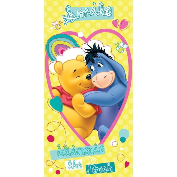 Žlutá bavlněná dětská osuška 70x140 cm Winnie the Pooh "Smile" – Jerry Fabrics
