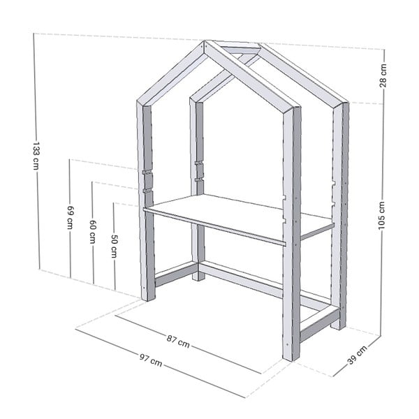 Bílý dřevěný stůl ve tvaru domečku Benlemi Stolly, 97 x 39 cm-image-2