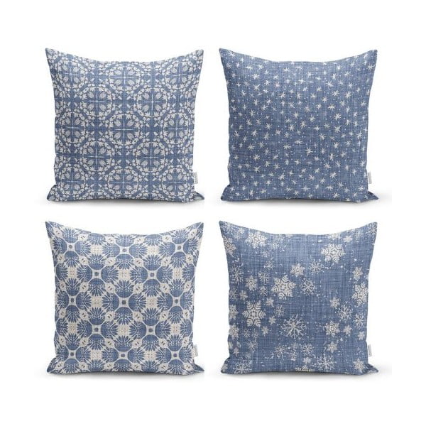Sada 4 dekorativních povlaků na polštáře Minimalist Cushion Covers Minimalist Drawing Blue, 45 x 45 cm