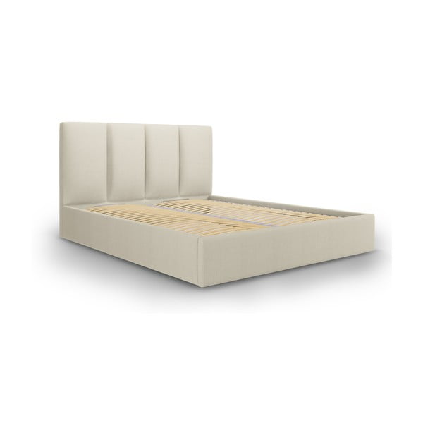 Béžová čalouněná dvoulůžková postel s úložným prostorem s roštem 180x200 cm Juniper – Mazzini Beds