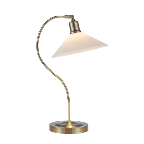Stolní lampa se skleněným stínidlem v bílo-mosazné barvě (výška 49 cm) Vela – Markslöjd