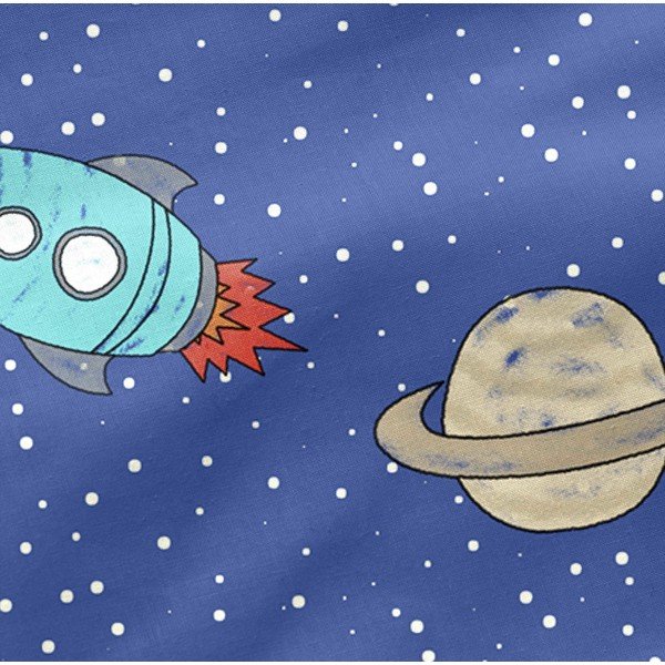 Modré elastické bavlněné prostěradlo Mr. Fox Space Rocket, 90 x 200 cm-image-1