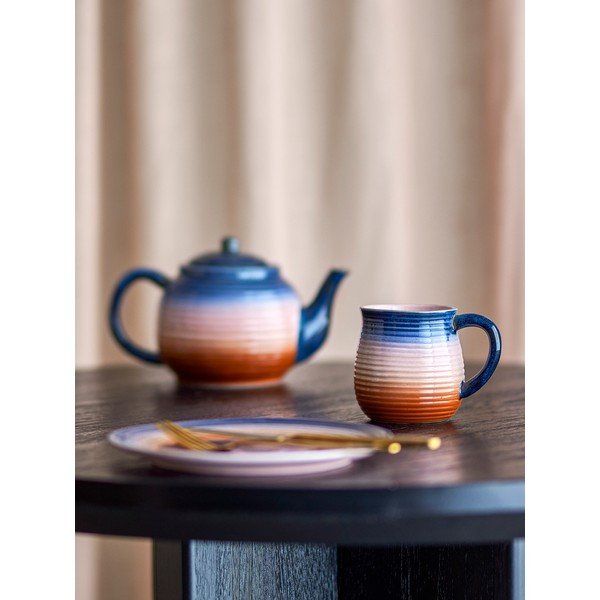 Modré/oranžové keramické hrnky v sadě 4 ks 200 ml Tatum – Bloomingville-image-1