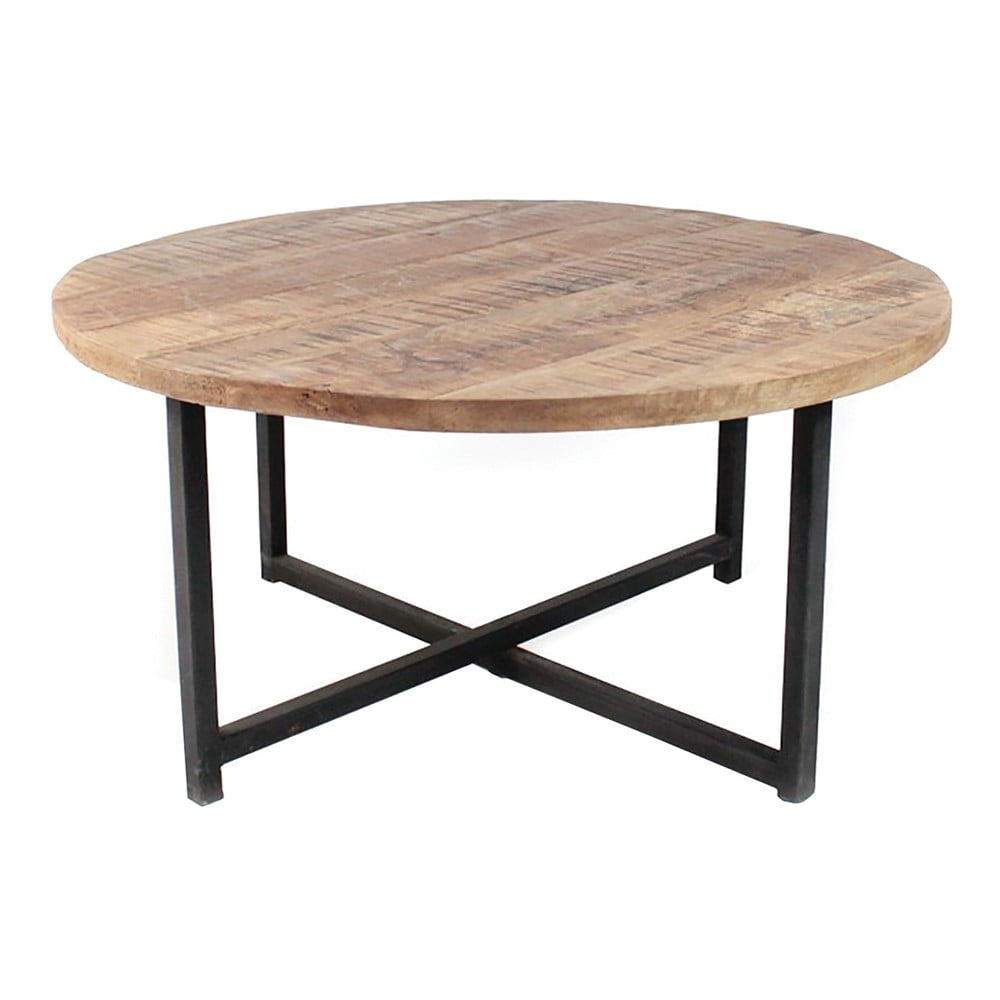 Černý konferenční stolek s deskou z mangového dřeva LABEL51 Dex, ⌀ 60 cm