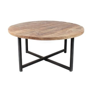 Černý konferenční stolek s deskou z mangového dřeva LABEL51 Dex, ⌀ 60 cm