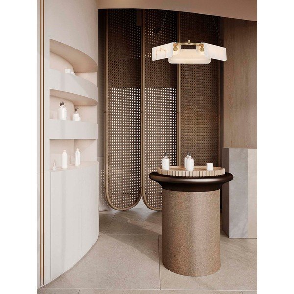 Krémové/v mosazné barvě LED stmívatelné závěsné svítidlo v dekoru mramoru ø 63 cm Aider – Nova Luce-image-1