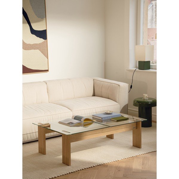 Konferenční stolek se skleněnou deskou v přírodní barvě 86x132 cm Naiko – noo.ma-image-1