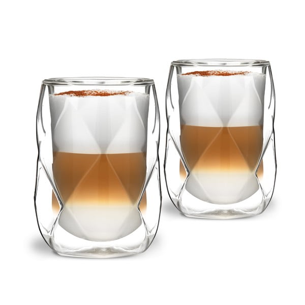 Sada 2 dvoustěnných sklenic na latté Vialli Design Geo, 350 ml