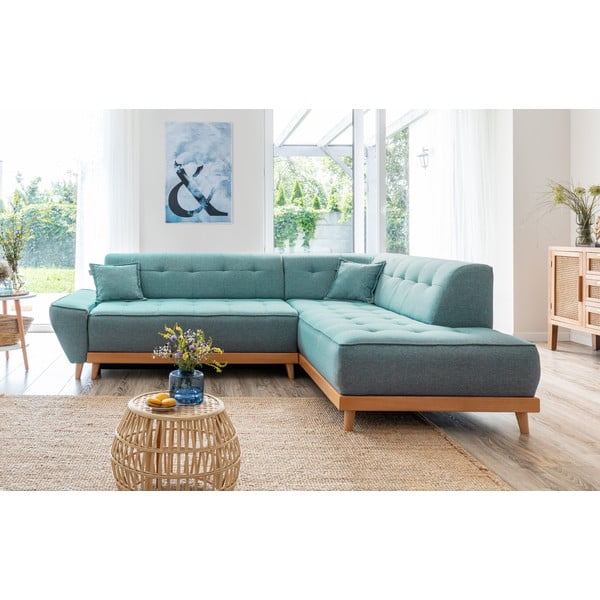 Tyrkysová rozkládací rohová pohovka (pravý roh) Dazzling Daisy – Miuform-image-1