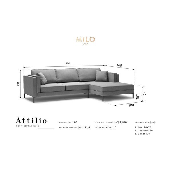 Žlutá rohová pohovka Milo Casa Attilio, pravý roh-image-4