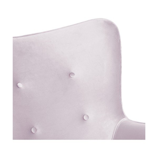 Levandulově fialové křeslo a podnožka s podnoží v přírodní barvě Vivonita Cora Velvet-image-4