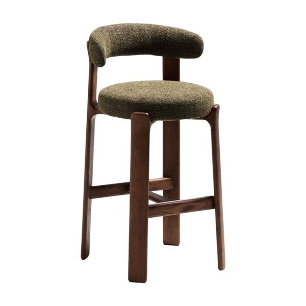Zelená/v tmavě přírodní barvě barová židle z jasanového dřeva (výška sedáku 75 cm) Granite – Kave Home